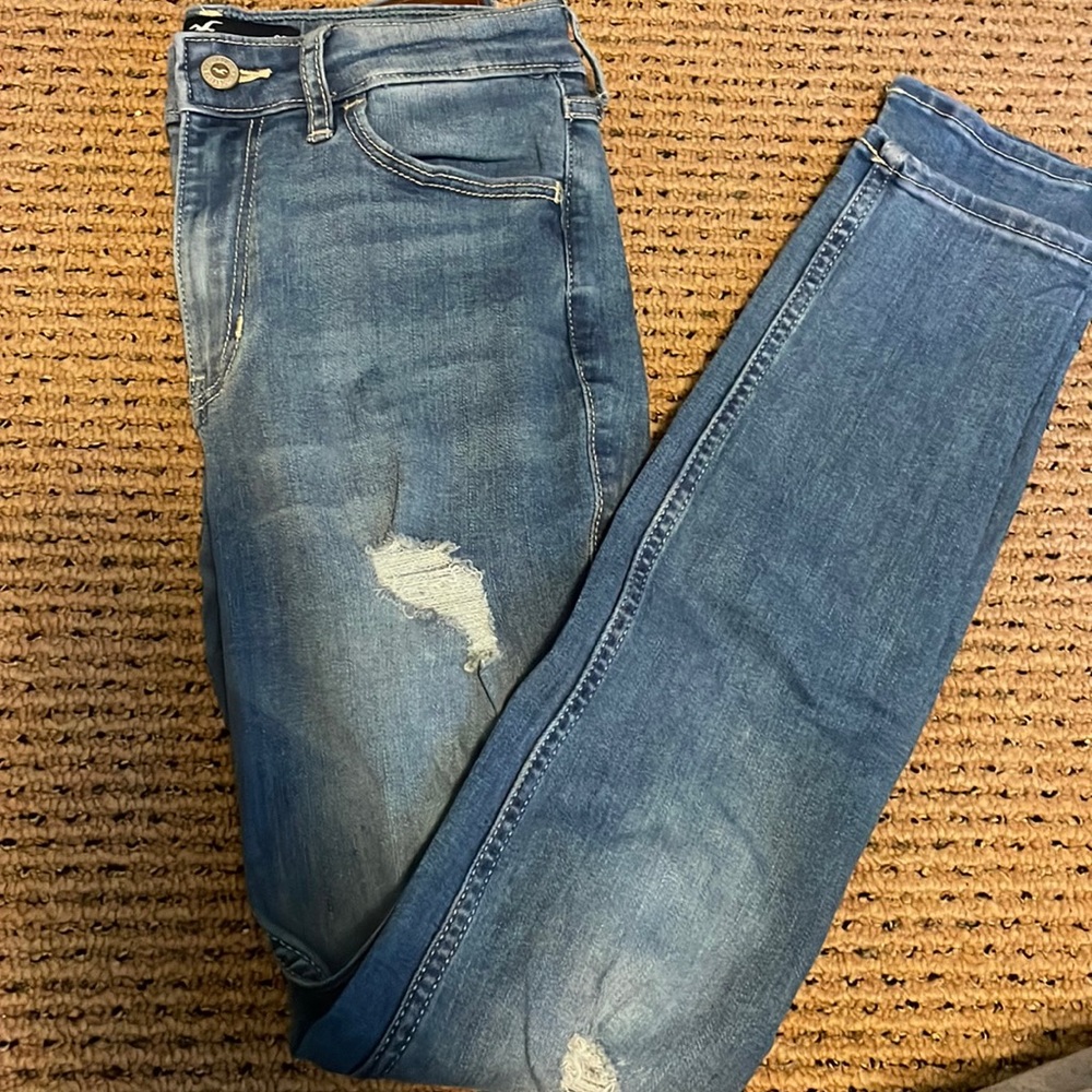 high rise super skinny jeans, size 3, hollister